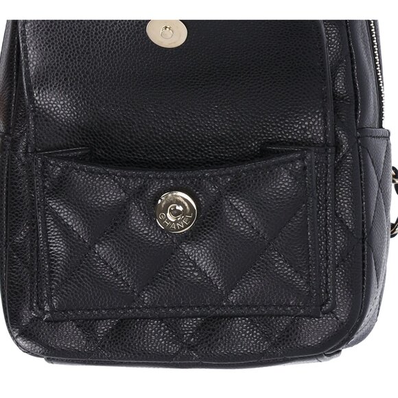 CHANEL Caviar Quilted CC Mini Classic Backpack Black Convertible Crossbody - Picture 10 of 11